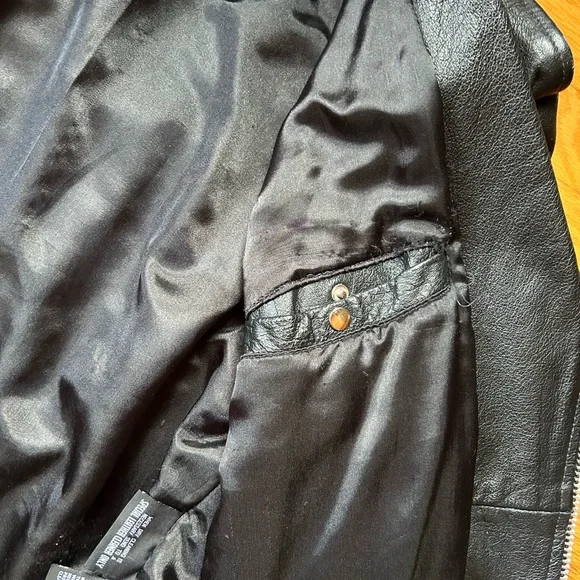 Wilsons Leather Black Biker Jacket - Picture 5 of 16